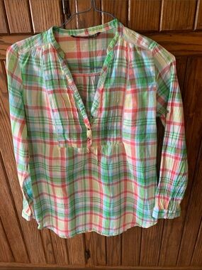 Zara Tracfaluc  blouse Size M 
Multi color plaid